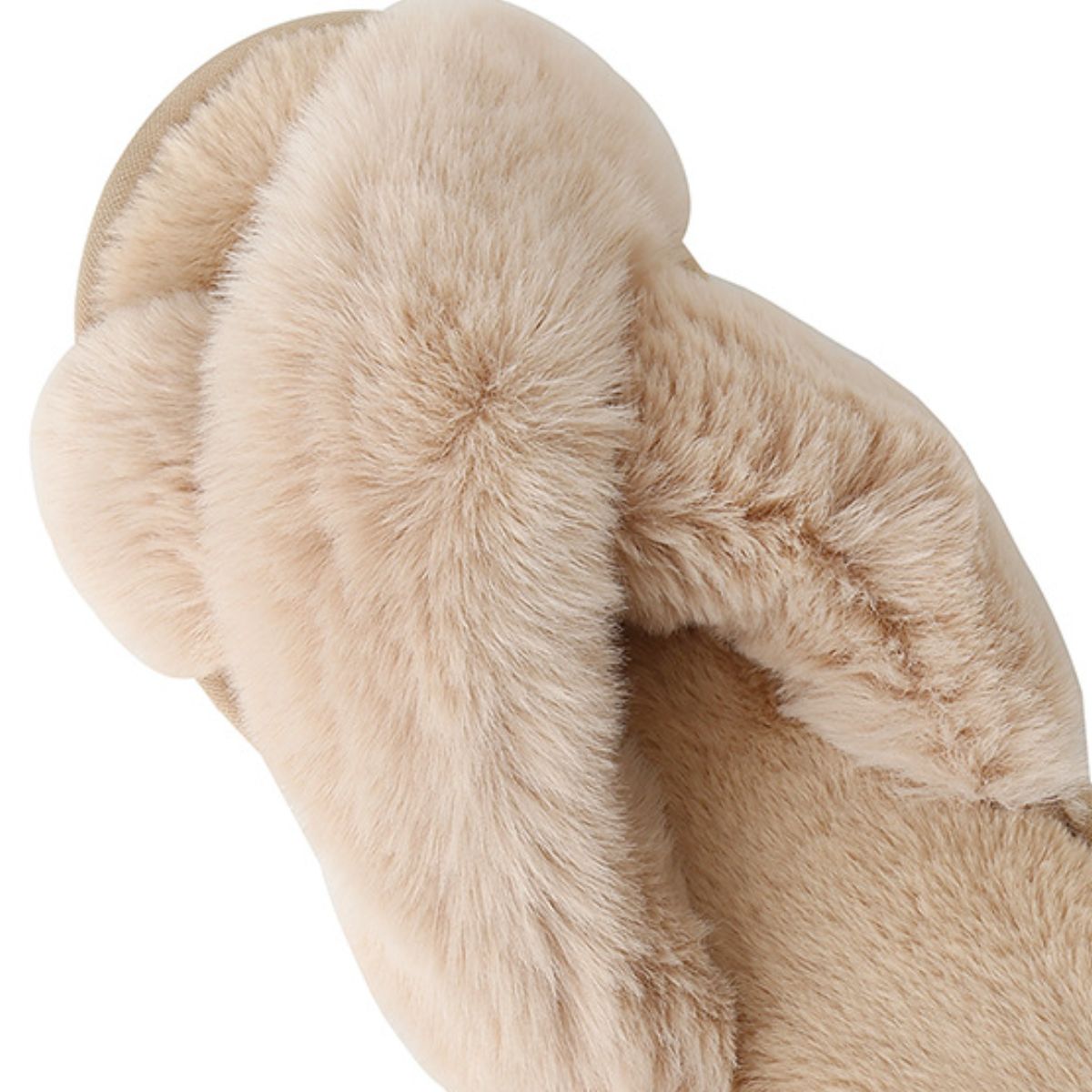 Faux Fur Crisscross Strap | Slippers
