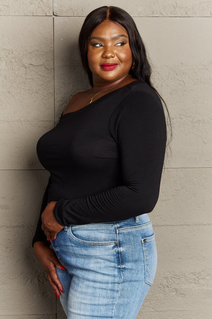 Asymmetrical Neck Long Sleeve | Top