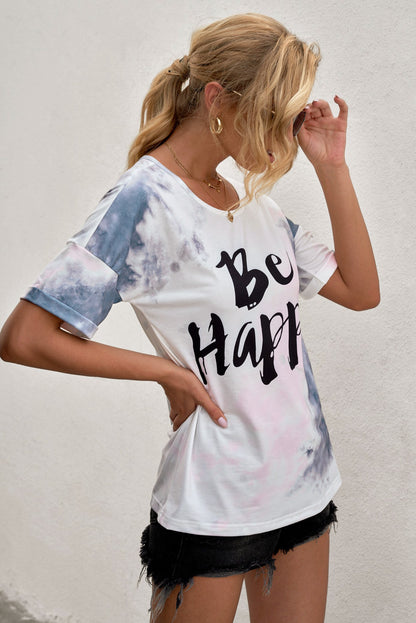 BE HAPPY | Graphic Round Neck Tee