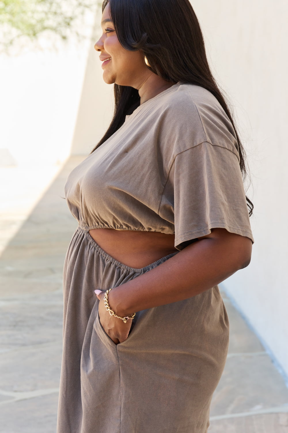 Taupe Cutout T-Shirt | Dress