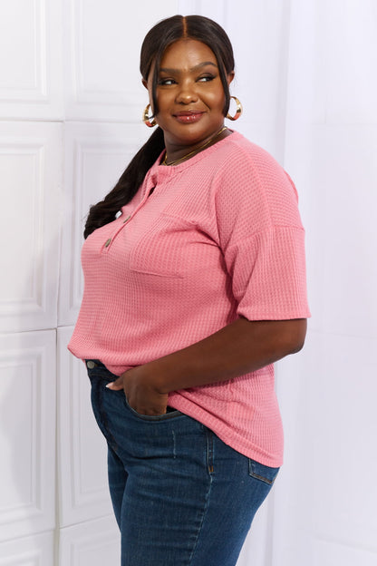 Coral Button-Down Waffle | Top