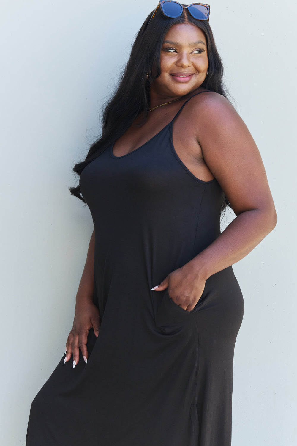 Cami Side Slit in Black | Maxi Dress