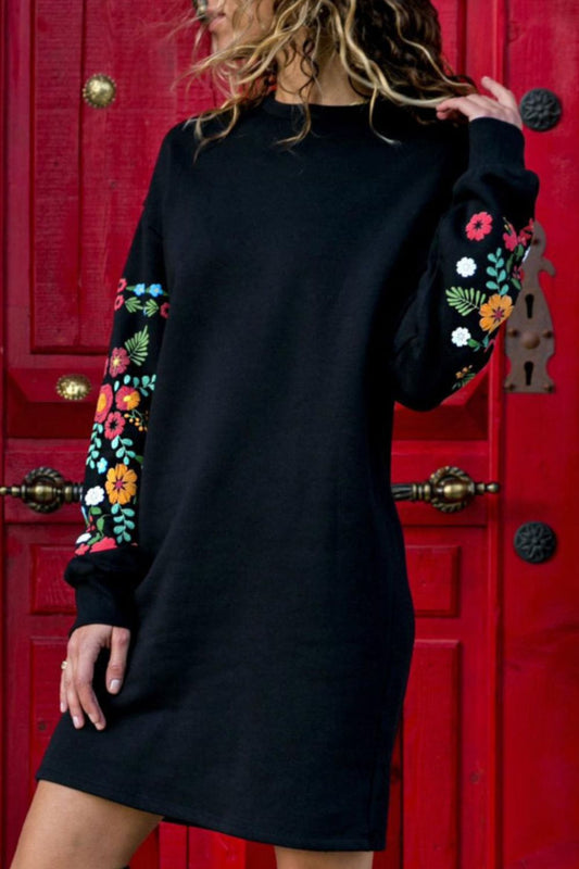 Floral Print Round Neck Long Sleeve | Dress