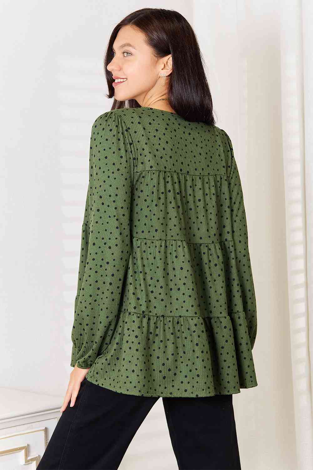 Long Puff Sleeve Polka Tiered | Top