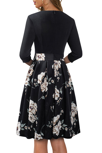 Printed Cutout Round Neck | Dress