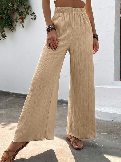 Breezy Textured High-Waist Wide Leg | Pants