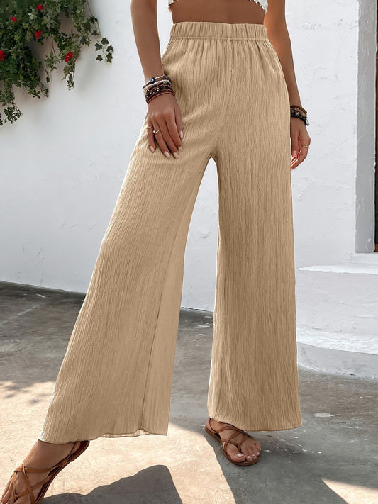 Breezy Textured High-Waist Wide Leg | Pants