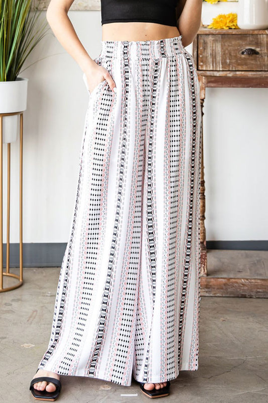 Geometric Paperbag Waist Smocked | Culottes