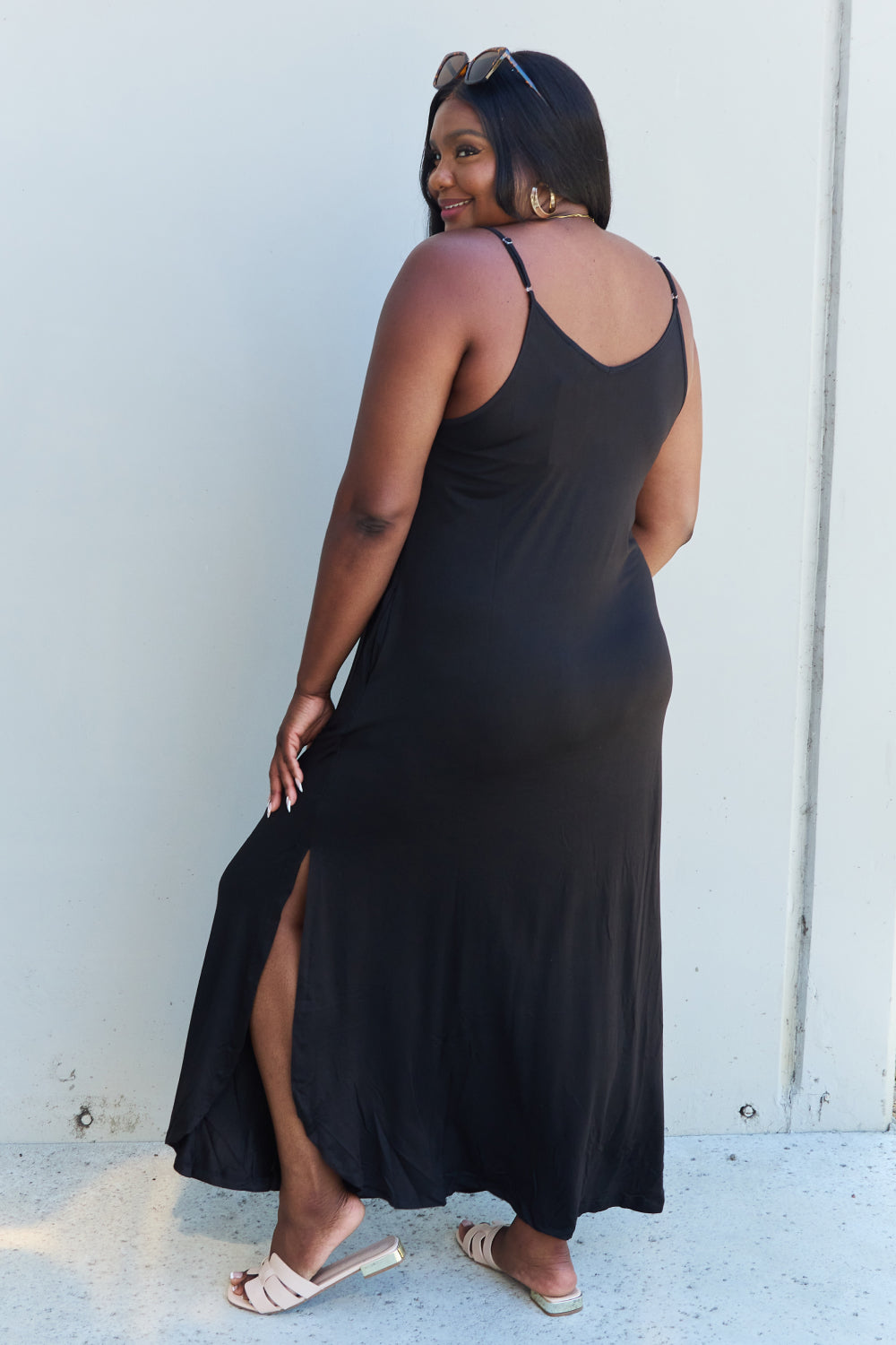 Cami Side Slit in Black | Maxi Dress