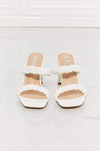 Double Braided Block Heel in White | Sandal