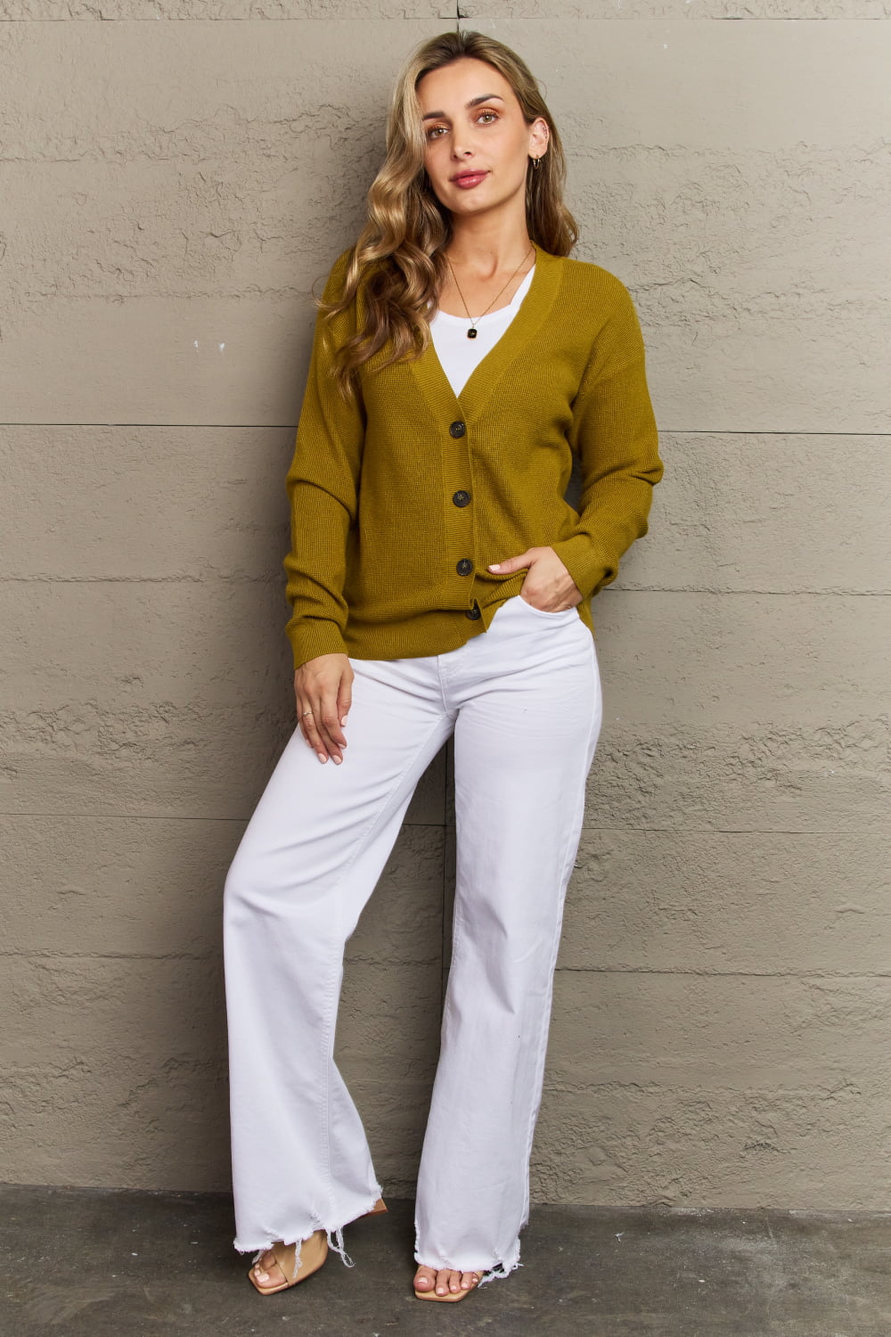 Button Down in Chartreuse | Cardigan