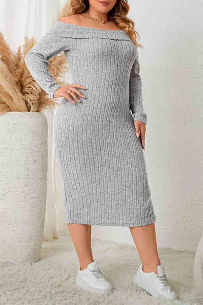 Square Neck Long Sleeve Slit | Dress