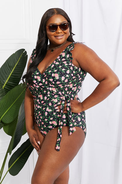 Floral Heaven Ruffle Faux Wrap | One-Piece Swimsuit