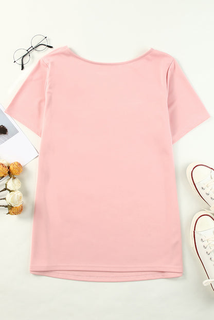 Cutout Round Neck Short Sleeve | Tee