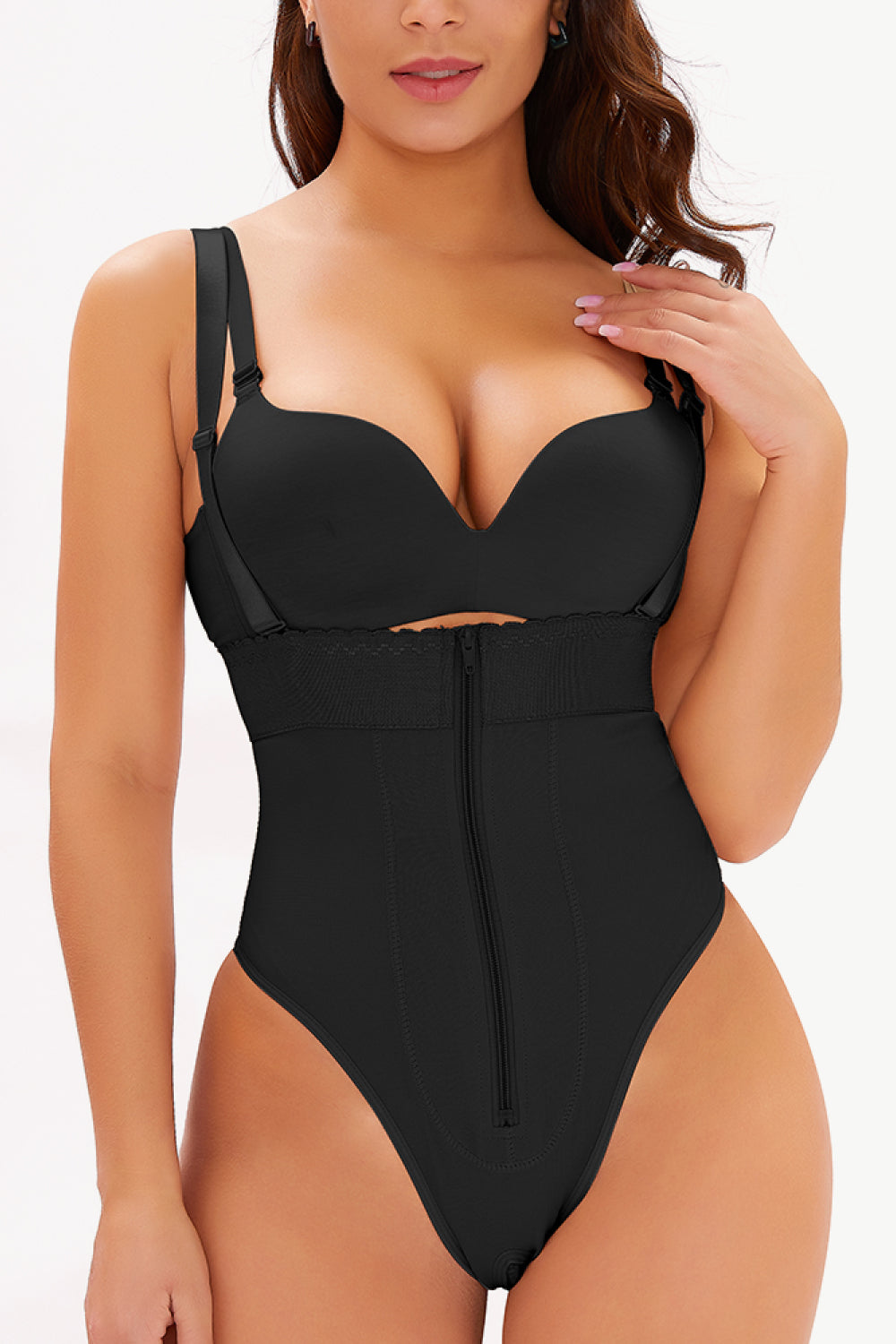 Adjustable Strap Zip-Up | Shaping Bodysuit