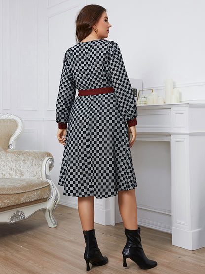 Plaid V-Neck Long Sleeve | Dress
