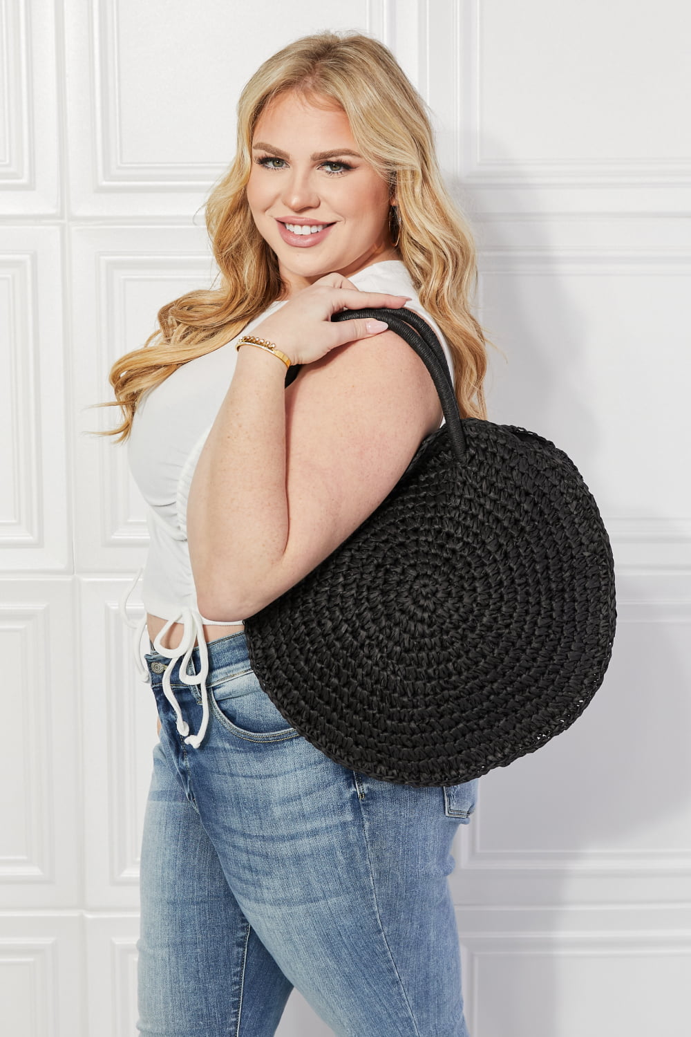 Black Beach Date Straw Rattan | Handbag