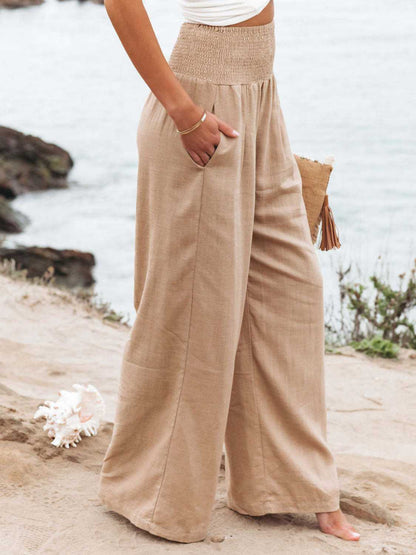 Smocked Waist Wide Leg | Pants