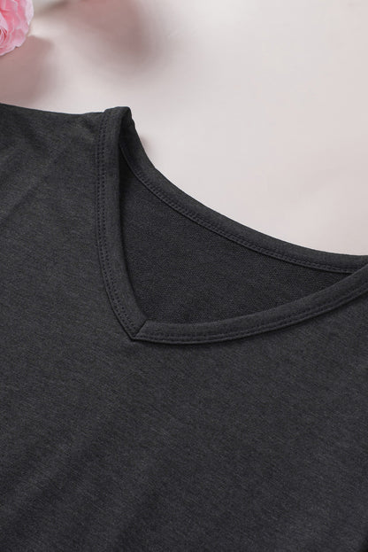 V-Neck Fringe Hem | T-Shirt