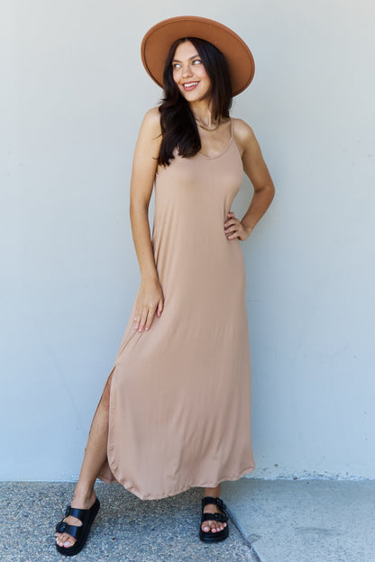 Cami Side Slit in Camel | Maxi Dress
