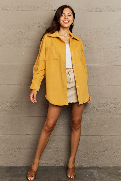 Collared Neck Dropped Shoulder Button-Down | Jacket