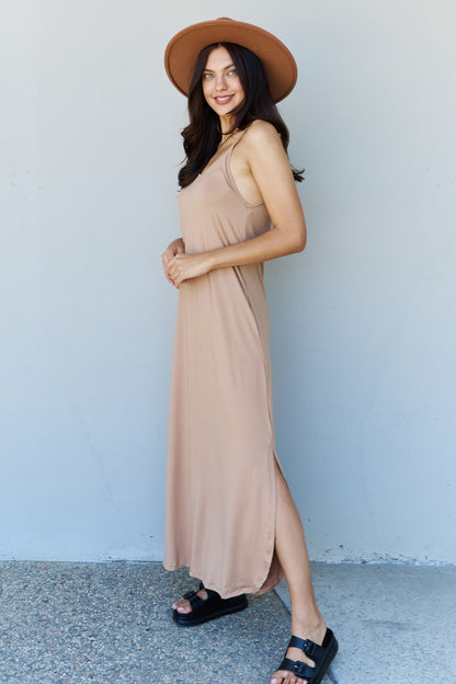 Cami Side Slit in Camel | Maxi Dress