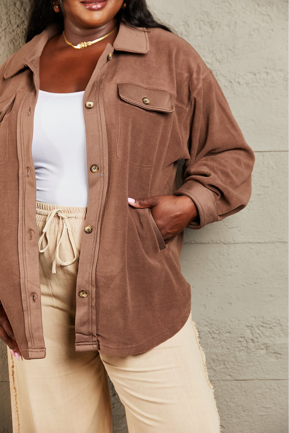 Brown Button Down | Shacket