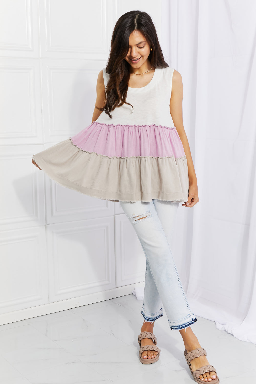 Watching the Sunset Color Block Babydoll | Top