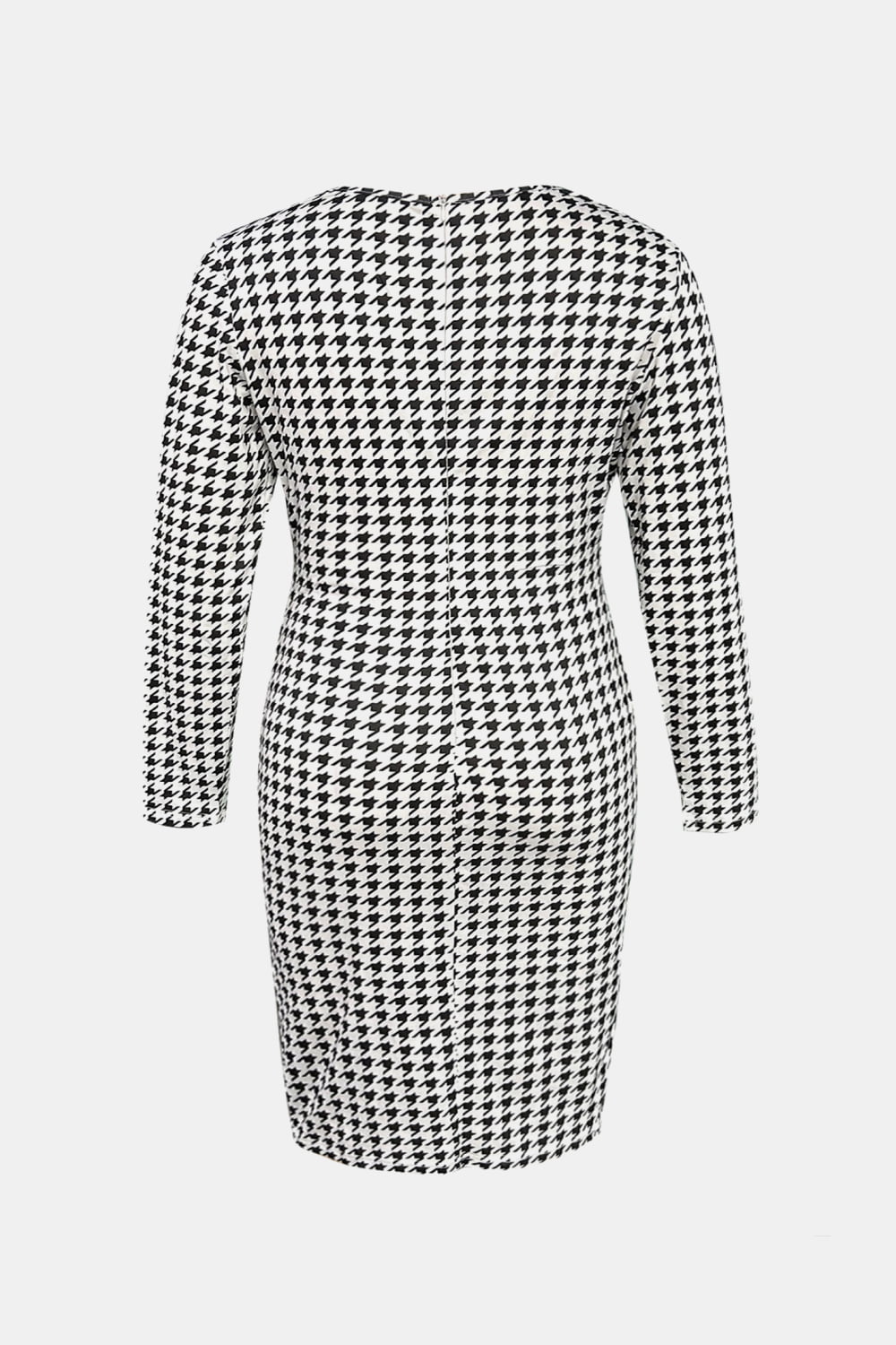 Houndstooth Surplice Neck Long Sleeve Pencil | Dress