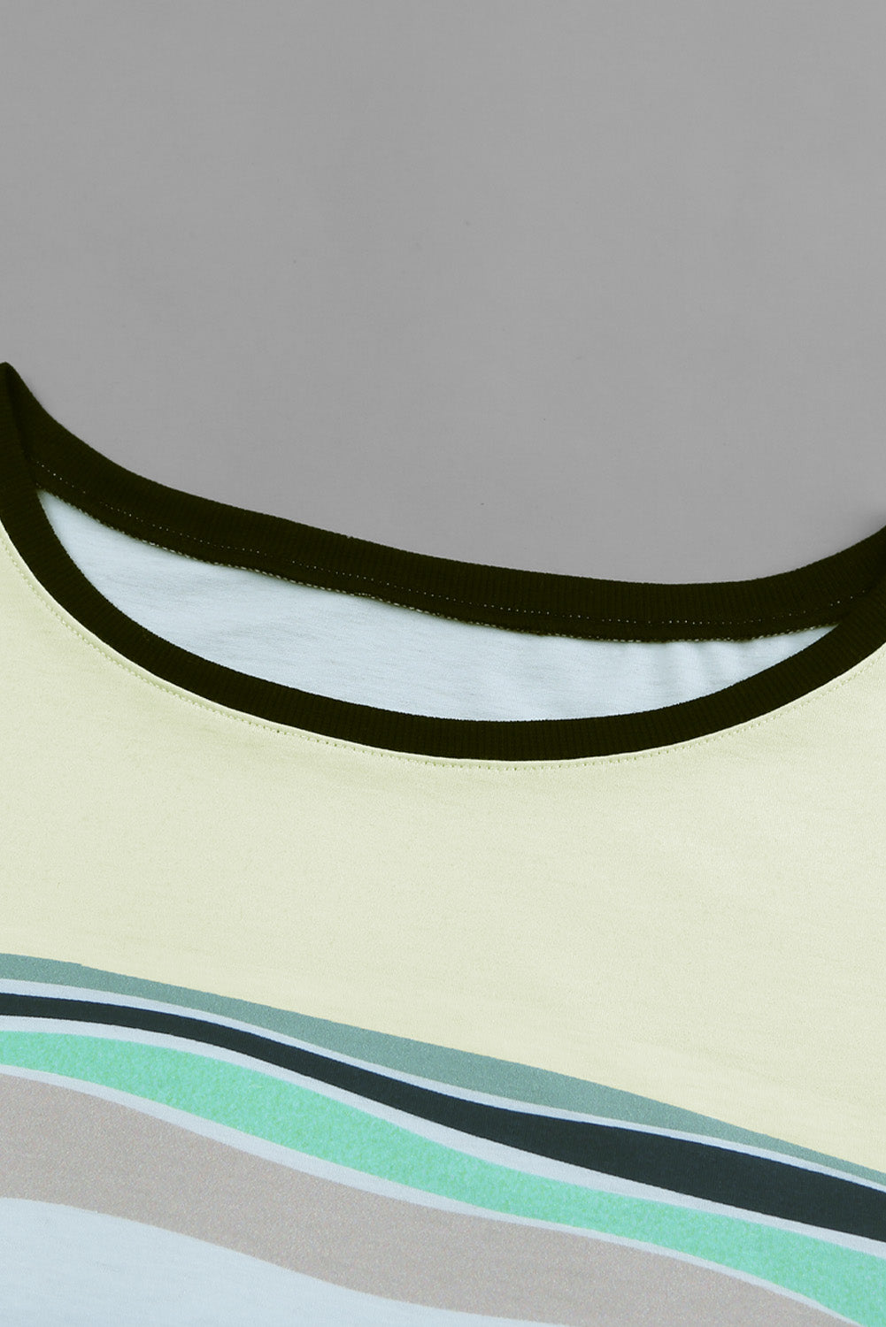 Striped Round Neck Long Sleeve  |Top