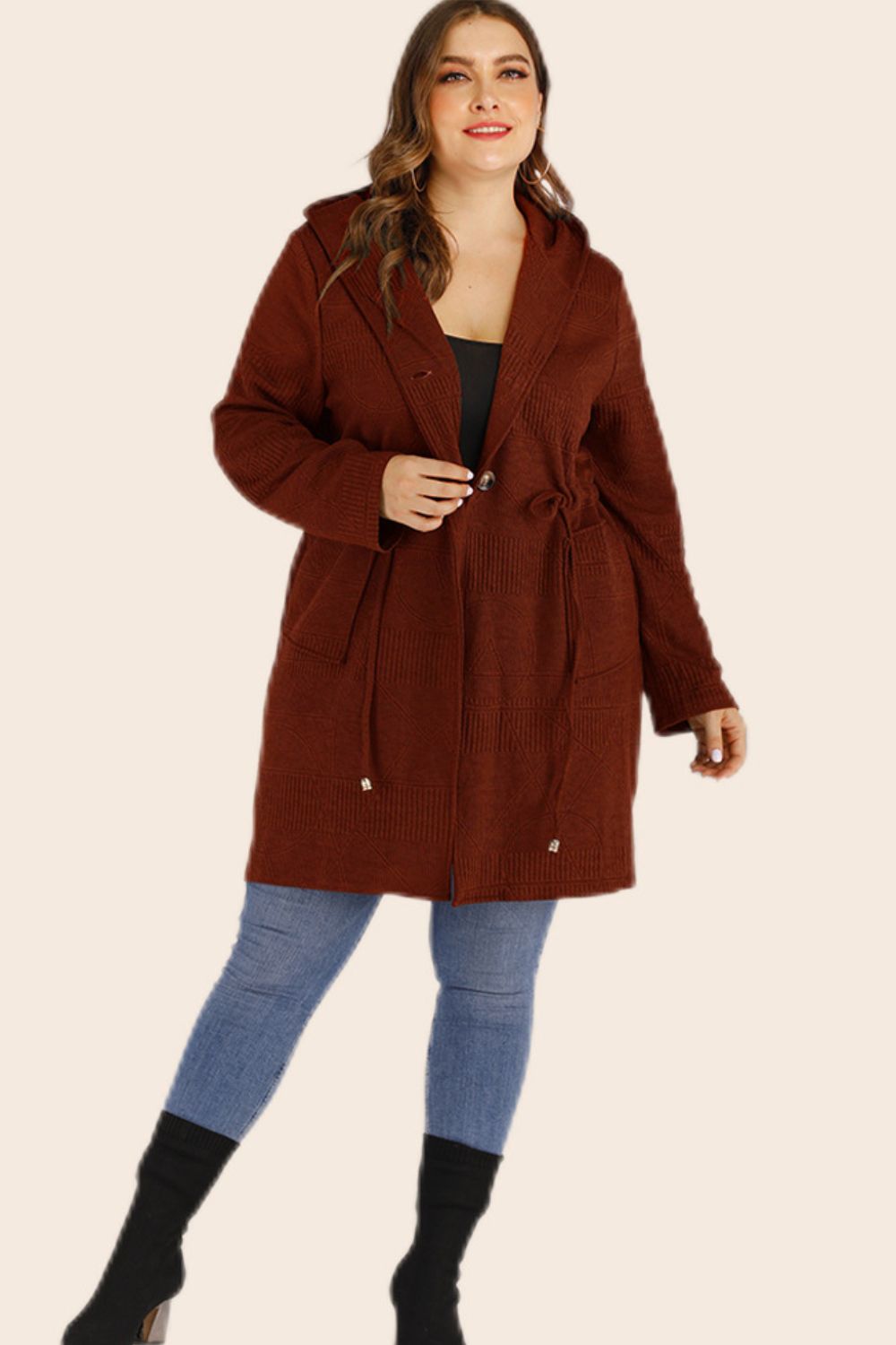 Drawstring Waist Hooded | Cardigan