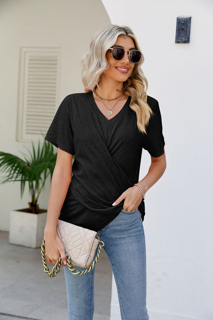 V-Neck Crisscross Short Sleeve | Tee