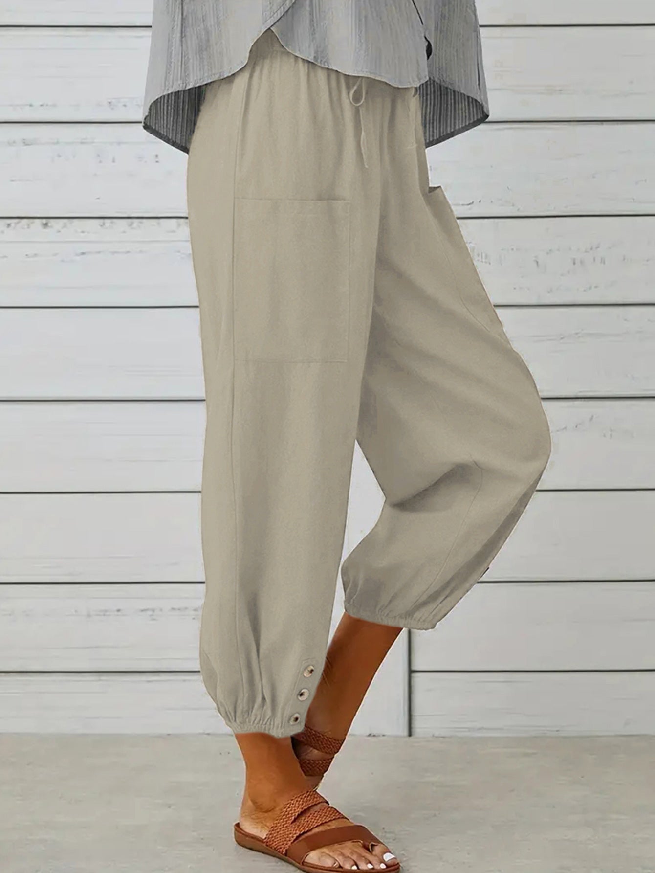 Effortless Button Cropped | Pants