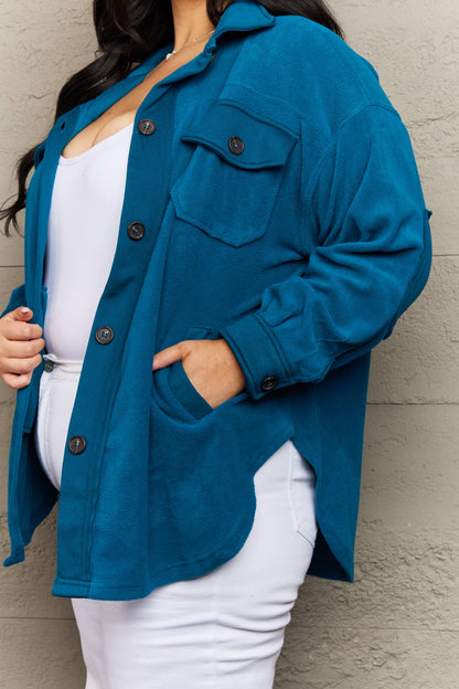 Fleece Elbow Patch in Teal | Shacket