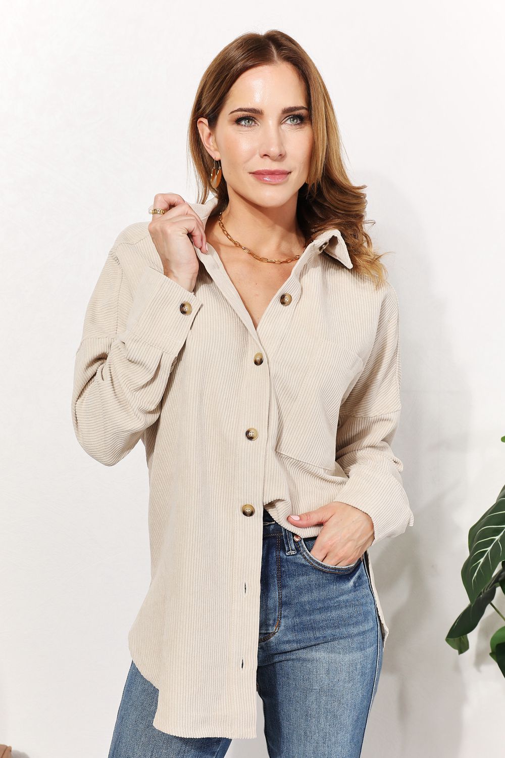 Button-Down Corduroy Tunic | Shirt