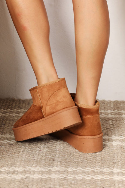 Fleece Lined Chunky Platform Mini | Boots