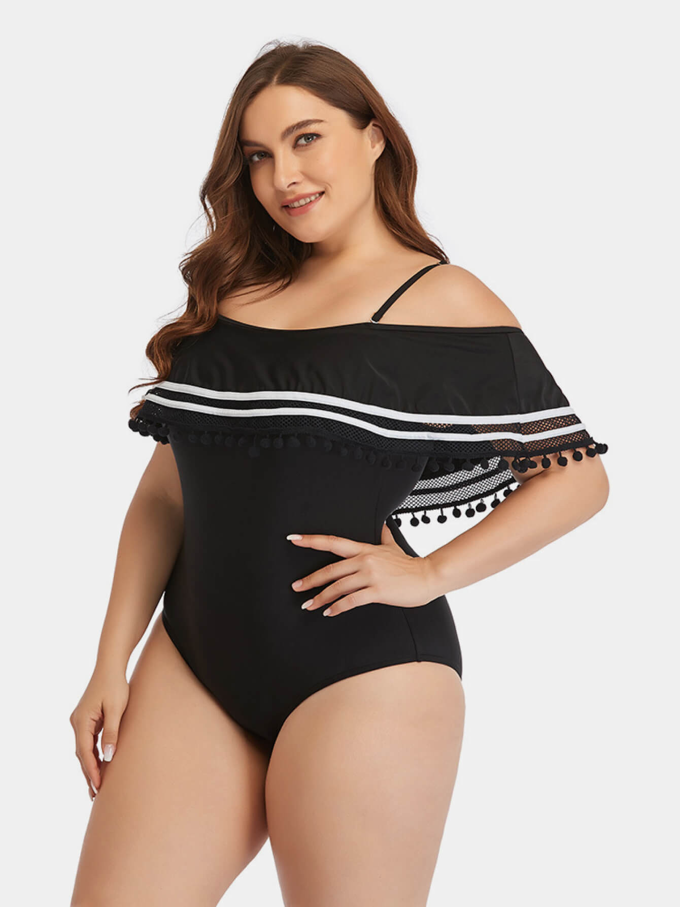 Striped Cold-Shoulder | One-Piece Swimsuit
