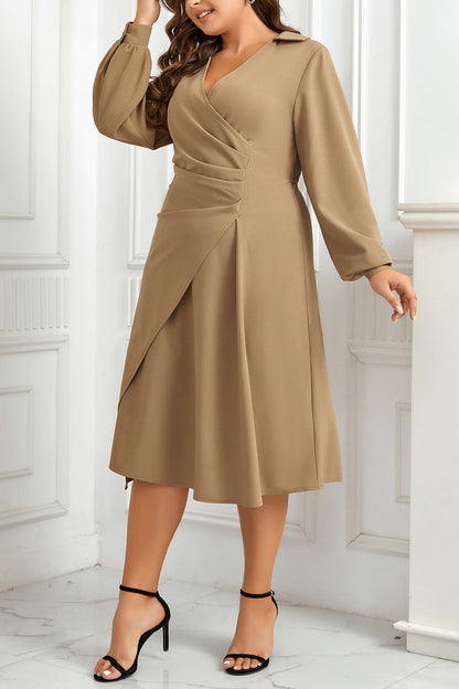Surplice Neck Long Sleeve Midi | Dress
