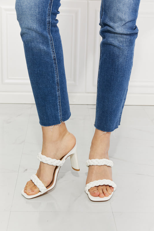 Double Braided Block Heel in White | Sandal
