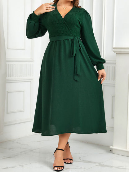 Tie Waist Long Sleeve Midi | Dress