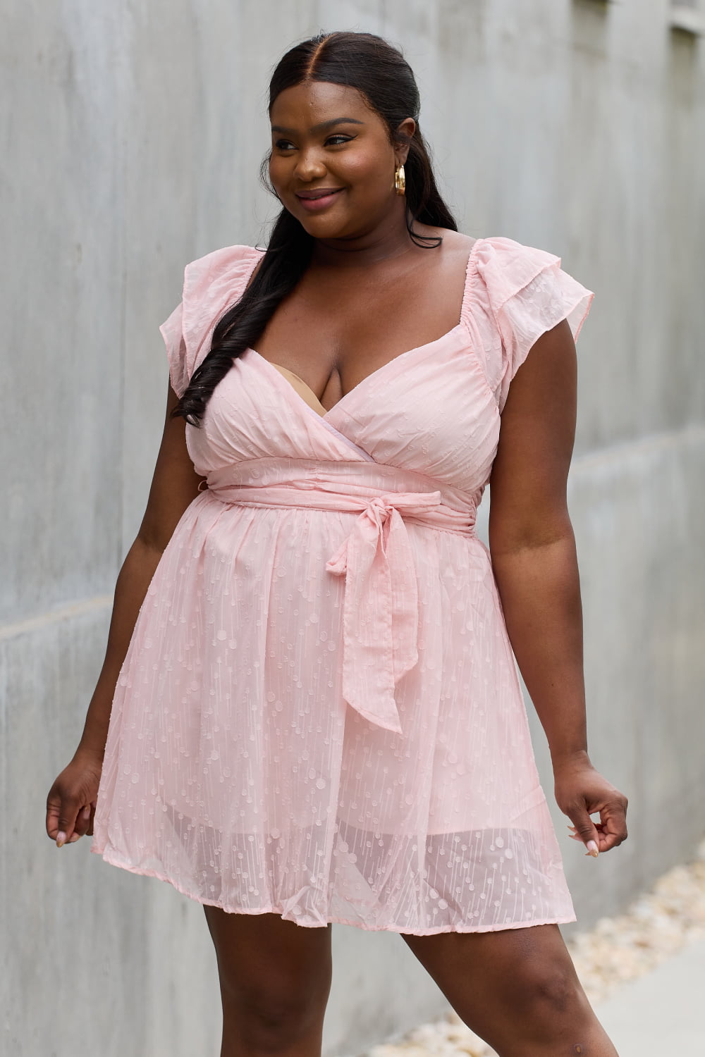 Short Sleeve Lace Woven Mini | Dress