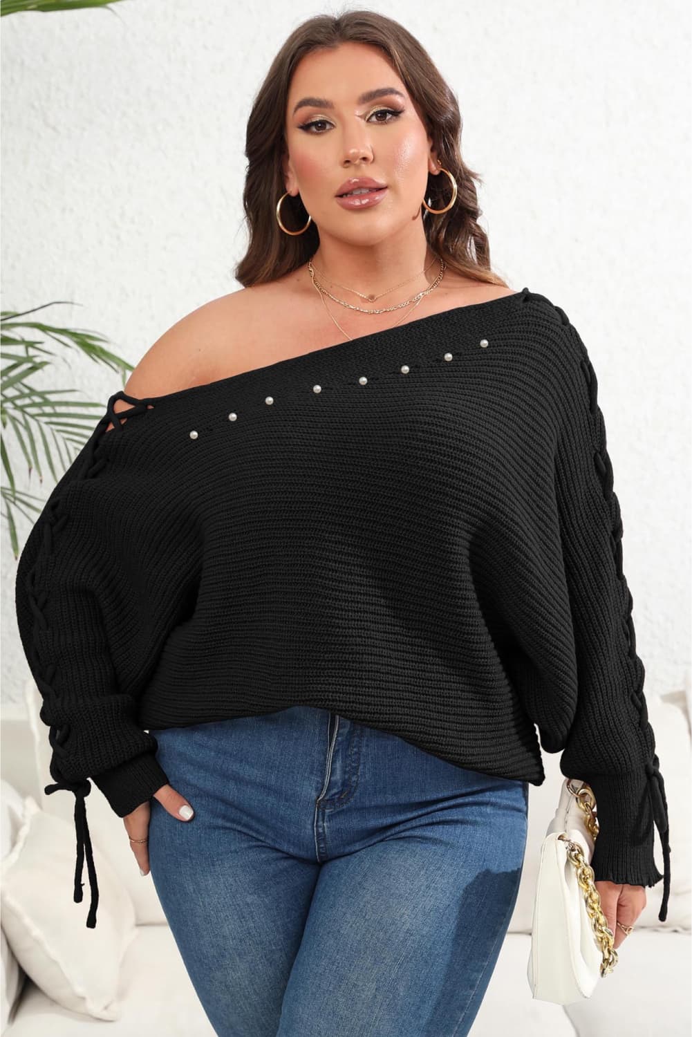 One Shoulder Beaded | Sweater