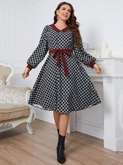 Plaid V-Neck Long Sleeve | Dress