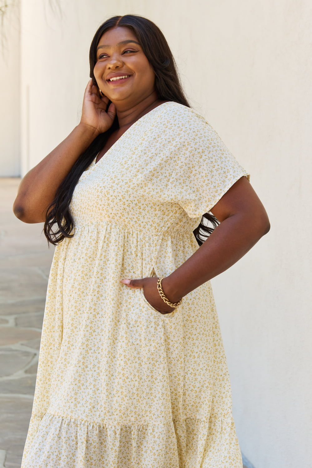 Cream Kimono Sleeve Midi | Dress