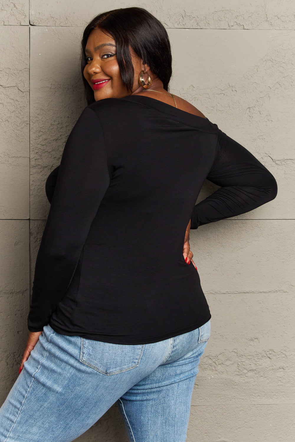 Asymmetrical Neck Long Sleeve | Top
