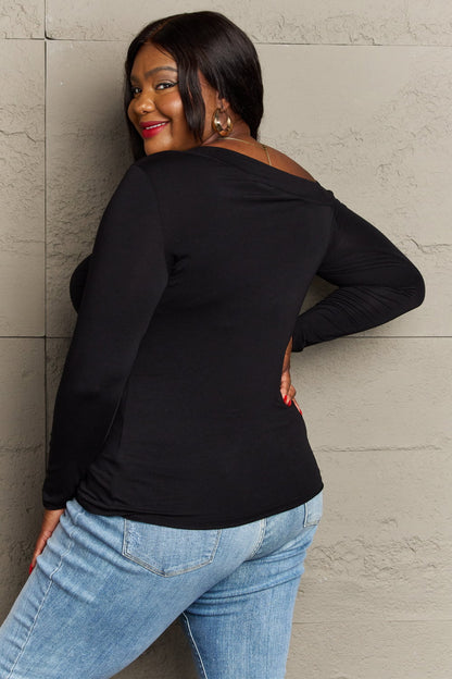 Asymmetrical Neck Long Sleeve | Top