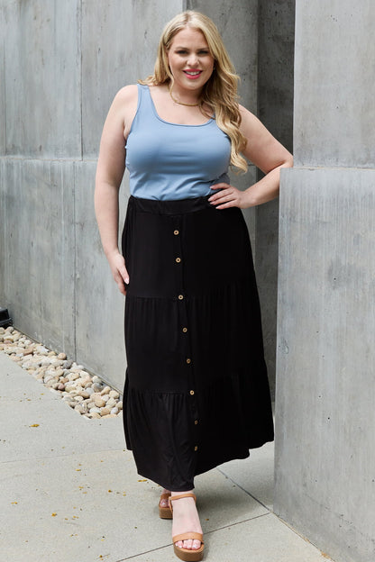 Solid Color Buttoned Maxi | Skirt
