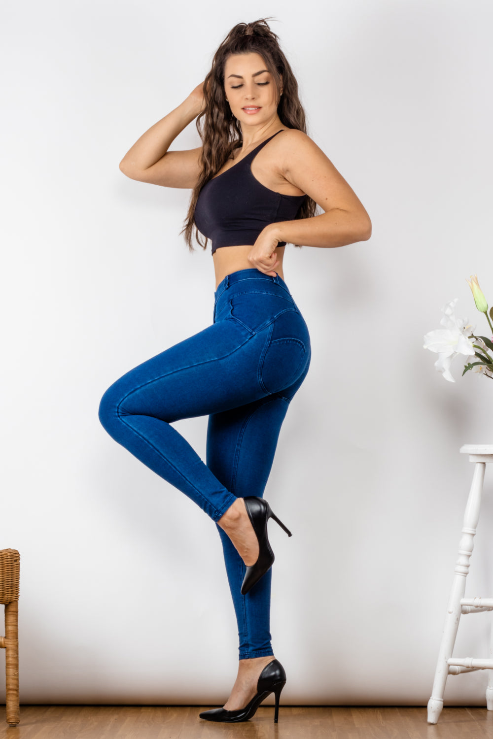 Comfy Huggers Blue Buttoned Skinny | Jeans