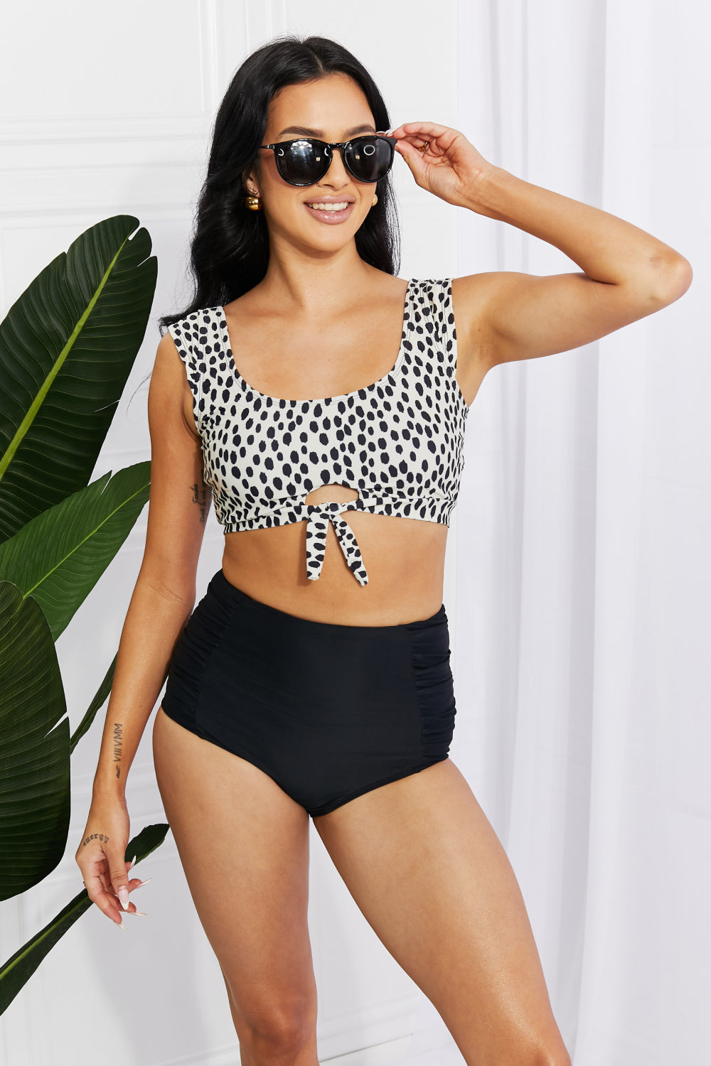 Spotty Crop Top and Ruched Bottoms | Swimwear Set