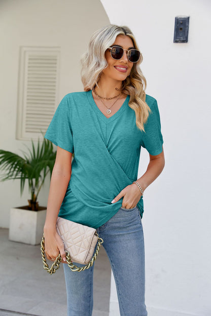 V-Neck Crisscross Short Sleeve | Tee